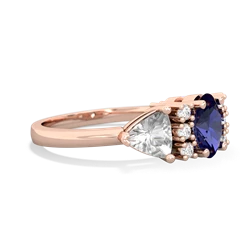 Lab Sapphire Antique Style Three Stone 14K Rose Gold ring R2186