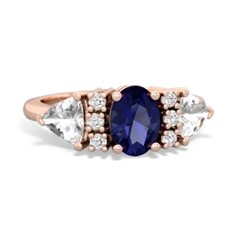 Lab Sapphire Antique Style Three Stone 14K Rose Gold ring R2186