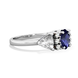 Lab Sapphire Antique Style Three Stone 14K White Gold ring R2186