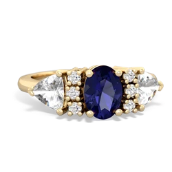 Lab Sapphire Antique Style Three Stone 14K Yellow Gold ring R2186