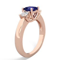 Lab Sapphire Three Stone Trellis 14K Rose Gold ring R4015