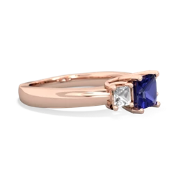 Lab Sapphire Three Stone Trellis 14K Rose Gold ring R4015