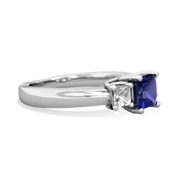 Lab Sapphire Three Stone Trellis 14K White Gold ring R4015