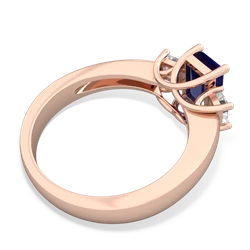 Lab Sapphire Three Stone Emerald-Cut Trellis 14K Rose Gold ring R4021