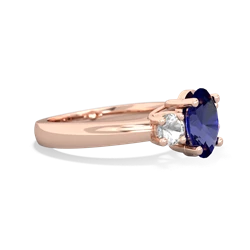 Lab Sapphire Three Stone Oval Trellis 14K Rose Gold ring R4024