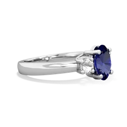 Lab Sapphire Three Stone Oval Trellis 14K White Gold ring R4024