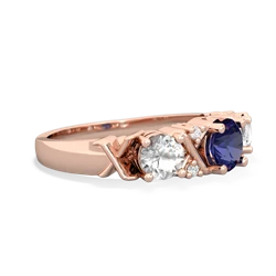 Lab Sapphire Hugs And Kisses 14K Rose Gold ring R5016