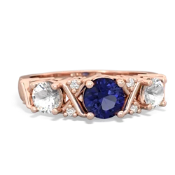 Lab Sapphire Hugs And Kisses 14K Rose Gold ring R5016