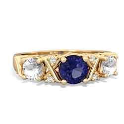 Lab Sapphire Hugs And Kisses 14K Yellow Gold ring R5016