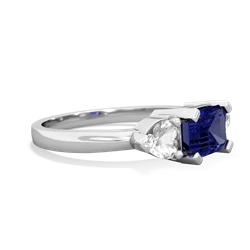 Lab Sapphire Three Stone 14K White Gold ring R5235