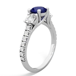 Lab Sapphire Pave Trellis 14K White Gold ring R5500