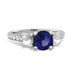 Lab Sapphire Pave Trellis 14K White Gold ring R5500