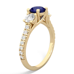 Lab Sapphire Pave Trellis 14K Yellow Gold ring R5500