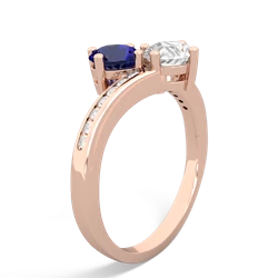 Lab Sapphire Channel Set Two Stone 14K Rose Gold ring R5303