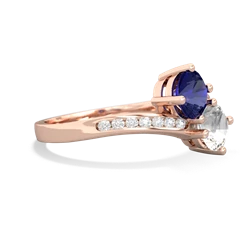 Lab Sapphire Channel Set Two Stone 14K Rose Gold ring R5303