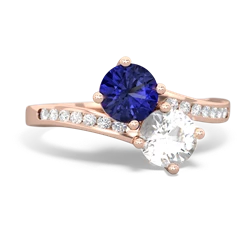 Lab Sapphire Channel Set Two Stone 14K Rose Gold ring R5303