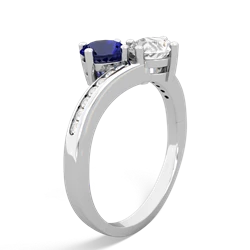 Lab Sapphire Channel Set Two Stone 14K White Gold ring R5303