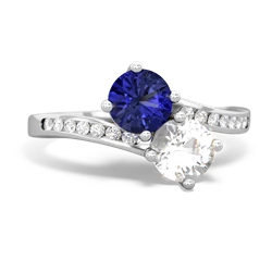 Lab Sapphire Channel Set Two Stone 14K White Gold ring R5303