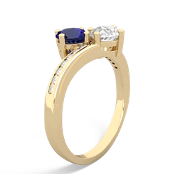 Lab Sapphire Channel Set Two Stone 14K Yellow Gold ring R5303