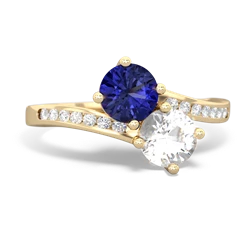 Lab Sapphire Channel Set Two Stone 14K Yellow Gold ring R5303