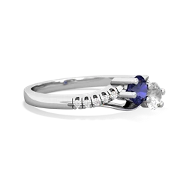 Lab Sapphire Infinity Pave Two Stone 14K White Gold ring R5285