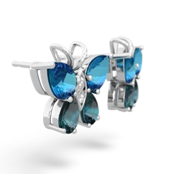 London Topaz Butterfly 14K White Gold earrings E2215