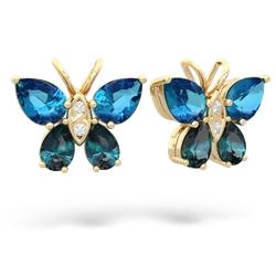 London Topaz Butterfly 14K Yellow Gold earrings E2215