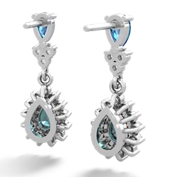 London Topaz Halo Pear Dangle 14K White Gold earrings E1882