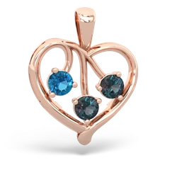 London Topaz Glowing Heart 14K Rose Gold pendant P2233