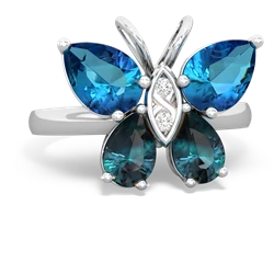 London Topaz Butterfly 14K White Gold ring R2215