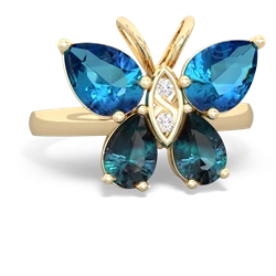 London Topaz Butterfly 14K Yellow Gold ring R2215