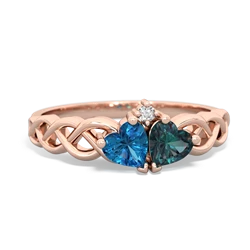 London Topaz Heart To Heart Braid 14K Rose Gold ring R5870