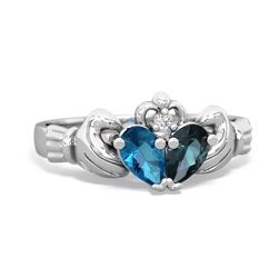 London Topaz 'Our Heart' Claddagh 14K White Gold ring R2388