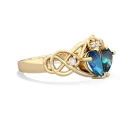 London Topaz 'One Heart' Celtic Knot Claddagh 14K Yellow Gold ring R5322