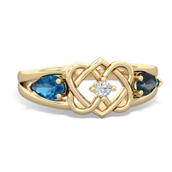 London Topaz Hearts Intertwined 14K Yellow Gold ring R5880