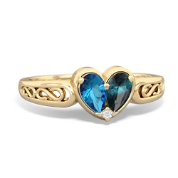 London Topaz Filligree 'One Heart' 14K Yellow Gold ring R5070