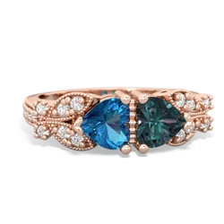 London Topaz Diamond Butterflies 14K Rose Gold ring R5601