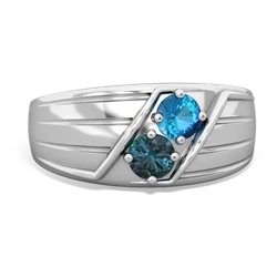 London Topaz Men's Streamline 14K White Gold ring R0460