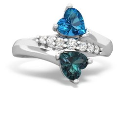 London Topaz Heart To Heart 14K White Gold ring R2064