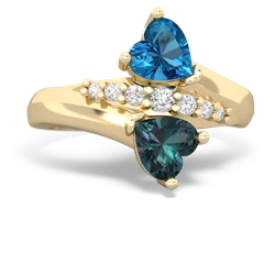 London Topaz Heart To Heart 14K Yellow Gold ring R2064