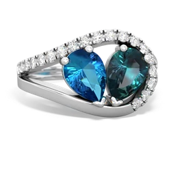 London Topaz Nestled Heart Keepsake 14K White Gold ring R5650