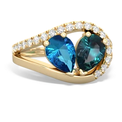 London Topaz Nestled Heart Keepsake 14K Yellow Gold ring R5650