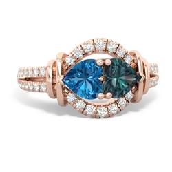 London Topaz Art-Deco Keepsake 14K Rose Gold ring R5630