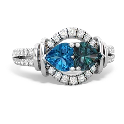 London Topaz Art-Deco Keepsake 14K White Gold ring R5630