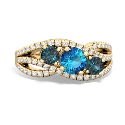 London Topaz Three Stone Aurora 14K Yellow Gold ring R3080