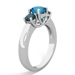 London Topaz Three Stone Round Trellis 14K White Gold ring R4018