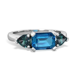 London Topaz Three Stone 14K White Gold ring R5235