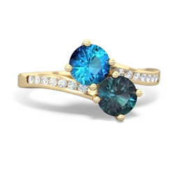 London Topaz Channel Set Two Stone 14K Yellow Gold ring R5303