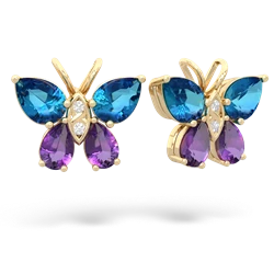 London Topaz Butterfly 14K Yellow Gold earrings E2215