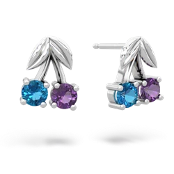 London Topaz Sweet Cherries 14K White Gold earrings E7001